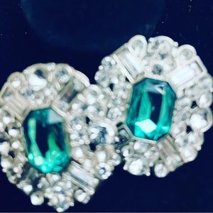 Silver and Green Fashion Earrings.